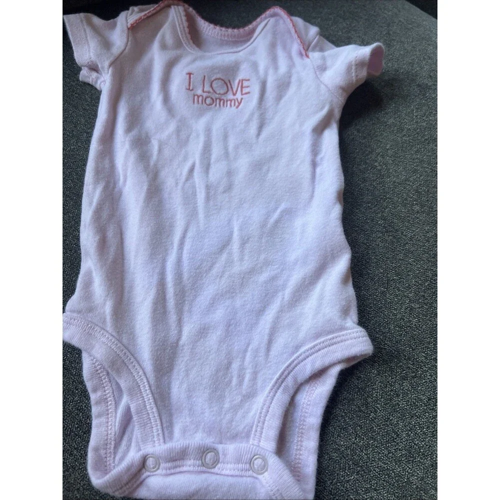 Baby‎ Girl Clothes Carter's 3 Month I Love Mommy Pink Trim Bodysuit